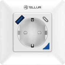 Nutikas seinapistik Tellur Smart WiFi 3600W 16A, PD20W, USB 18W, valge