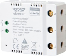 Nutikas relee Shelly Ogemray 25A, valge, WiFi, Bluetooth