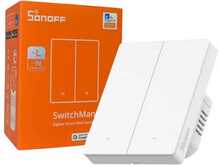 Nutikas lüliti Sonoff ZBM5-2C-80W, valge, Zigbee, 2 klahviga
