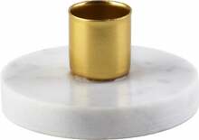 Küünlahoidja Mondex Cedric Marble HTOP3394, metall/konglomeraat, 7.5 cm, 4 cm, kuldne/valge