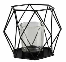 Küünlahoidja Splendid Sera, klaas/metall, 11 cm, läbipaistev/must