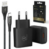 Extralink Smart Life USB Type-A to Type-C komplekt, 200cm, must + 12W laadija, must