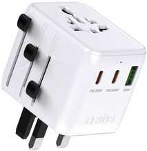 Reisiadapter SBS 2xUSB-C 1xUSB-A, valge