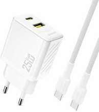 Adapter Dudao A26TCEU 25Watt 1xUSB-C 1xUSB-A, valge
