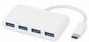 Adapter MicroConnect USB-C - 4x USB-A, valge