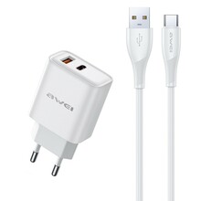 Laadija Awei PD81T-EU 22.5W USB-A/USB-C, valge