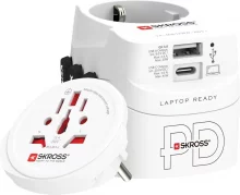 Reisiadapter Skross PRO Light USB AC45PD, valge