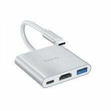Adapter Hoco HB14 Type-C to USB-A+HDMI+Type-C, hõbedane