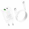 Laadija Borofone BN7 Type-C 20W/USB-A 18W, valge