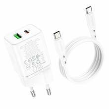 Laadija Borofone BN7 Type-C 20W/USB-A 18W, valge