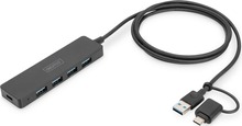 USB jagaja Digitus DA-70236 USB 3.0, 4 pordiga, must