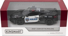 Mängu politseiauto Kinsmart 2021 Corvette (Police), KT5432P, 1:36, valge/must