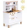 Lastemänguköök Ecotoys Large, puit, pruun/valge, LED ja helidega, 7 tarvikut