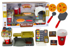 Mängukomplekt Lean Toys pizzeria kassa ja kohvimasinaga