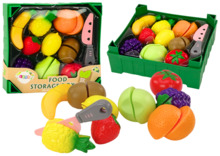 Mänguköögi puuviljade lõikamise komplekt Lean Toys, 9 osa, roheline nuga