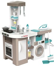Mänguköök Smoby Mini Tefal Cleaning Kitchen, valge/beež/türkiissinine, 100 x 87 x 64 cm, 36 tarvikut