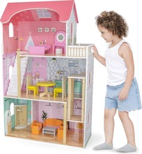 Suur puidust nukumaja Viga Toys, 3-korruseline, mööbliga