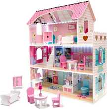 Puidust nukumaja Roger Wooden Doll House, 70 cm, LED valgustusega