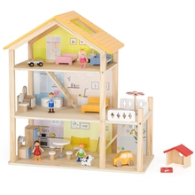 Puidust nukumaja Viga Toys PolarB, 66 cm, mööbli ja nukkudega