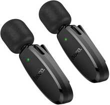Juhtmevaba mikrofon Hoco L15, USB-C ja Lightning, must, 2 tk