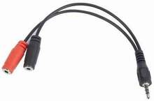 Heliadapter Gembird CCA-417, 3,5 mm 4-kontaktiline pistik 2x 3,5 mm, must, 20 cm