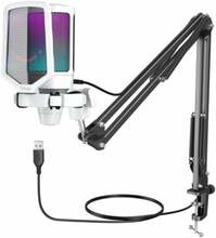 Kondensaatormikrofon Fifine AmpliGame A6T RGB, valge