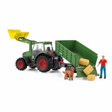 Mängutraktor Schleich Farm World Traktor haagisega 42608, roheline