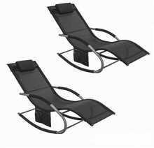 2-lamamistooli komplekt Sobuy Patio OGS28-SCH, 62 x 158 x 86 cm, must