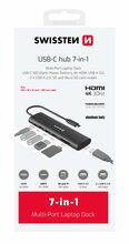 Dokk Swissten Aluminium Multi-Port Laptop Dock USB-C HUB 7-in-1, 100W
