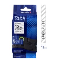 Kleebisprinteri lint Specialist+ Standart, 12 mm, must/läbipaistev