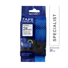 Teip Specialist+ Flexible, 24 mm, must/valge