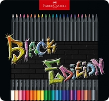 Värvipliiatsid Faber-Castell Black Edition, 24 pastelltooni, metallkarbis
