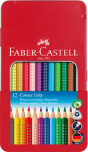Värvipliiatsid Faber-Castell Grip, 12 värvi, metallkarbis
