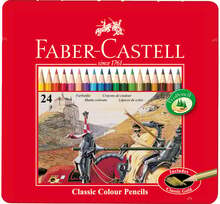 Värvipliiatsid Faber-Castell Knights, 24 värvi, metallkarbis