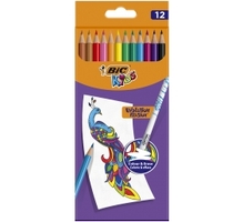 Värvipliiatsid kustutuskummiga Bic Kids Evolution Illusion, 12 värvi komplektis