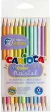 Värvipliiatsid Carioca Pastel, kahepoolne, 12 tk