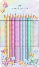 Värvipliiatsid Faber-Castell Sparkle, 12 värvi, metallkarbis