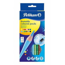 Värvilised pliiatsid Pelikan, 12 värvi, kustutatavad