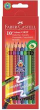 Värvipliiatsid Faber-Castell Grip 2001, kolmnurksed, 10 värvi kustutuskummiga