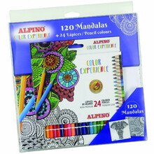 Värvipliiatsid Alpino Color Experience, 24 värvi ja 120 mandala komplekt