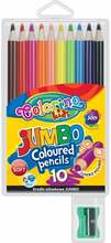 Värvipliiatsid Colorino Kids jumbo, ümmargused, teritajaga, 10 värvi
