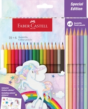 Värvipliiatsid Faber-Castell Color Grip Unicorn, 18 +6 pastelltooni