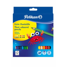 Värvipliiatsid Pelikan kolmnurksed, 12 tk + teritaja