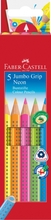 Värvipliiatsid Faber-Castell Jumbo Grip, 5 neoonvärvi