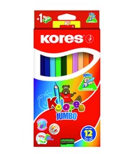 Värvipliiatsid Kores Jumbo, 12 värvi, teritajaga