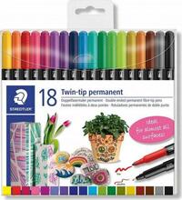 Viltpliiatsid Staedtler 3187, 2 otsikut, 18 värvi