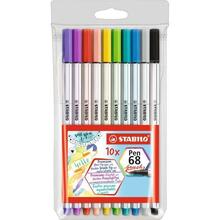 Pintsliga viltpliiatsid Stabilo Pen Brush 68, 10 värvi