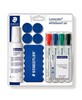 Komplekt tahvlile Staedtler Lumocolor 613: 4 värvimarkerit, käsn, puhastusvahend, 4 magnetit