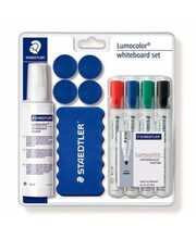 Komplekt tahvlile Staedtler Lumocolor 613: 4 värvimarkerit, käsn, puhastusvahend, 4 magnetit