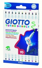 Viltpliiatsid Giotto Turbo Dobble, kahepoolne, 10 värvi